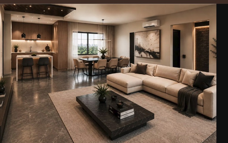 2 Bedroom Penthouse - Living & Kitchen